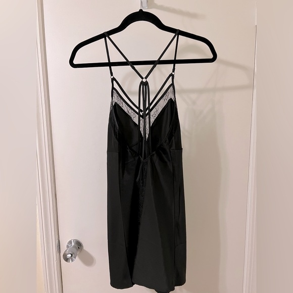 Sexy Lace Slip Dress Set with Robe and Satin Belt in Black size S - Picture 3 of 7